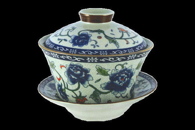 Large Blue Foral Gaiwan